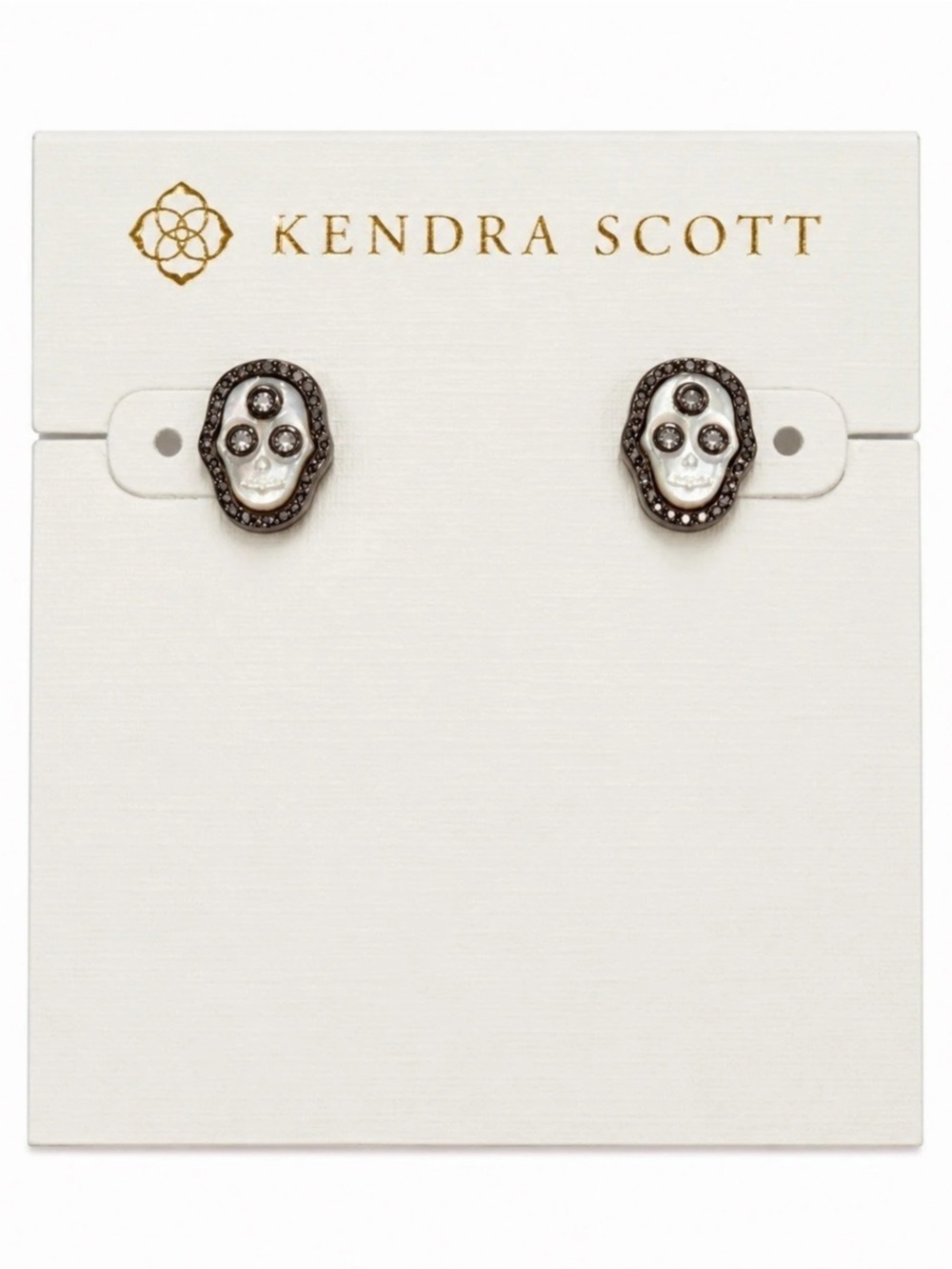 Kendra Scott Skeleton Gunmetal Stud Earrings in Ivory Mother-of-Pearl - NWOT